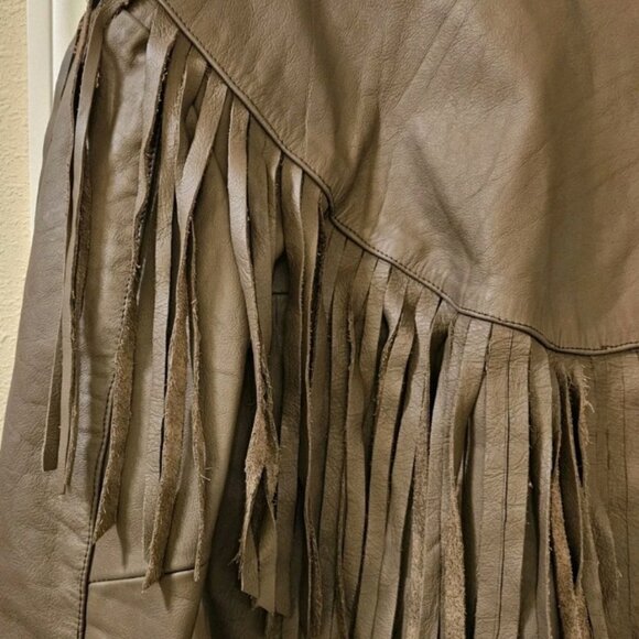 Vintage Western Leather Fringe Jacket Size Lg Cowgirl Cowboy Festival Motorcycle - Picture 10 of 16
